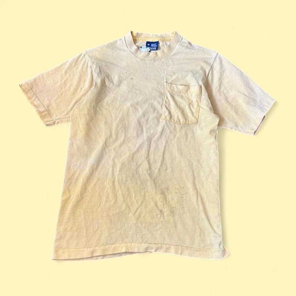 VTG Early 90s Single Stitched Slim Cropped Fit Lightweight Blank Pocket T-Shirt